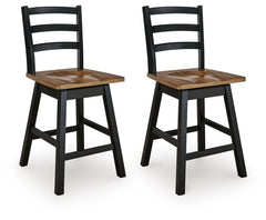 Wildenauer Brown/Black Counter Height Swivel Barstool (Set of 2) - Ornate Home