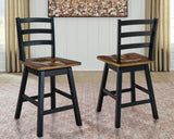 Wildenauer Brown/Black Counter Height Swivel Barstool (Set of 2) - Ornate Home