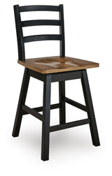 Wildenauer Brown/Black Counter Height Swivel Barstool (Set of 2) - Ornate Home