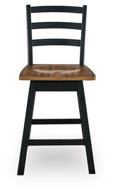 Wildenauer Brown/Black Counter Height Swivel Barstool (Set of 2) - Ornate Home