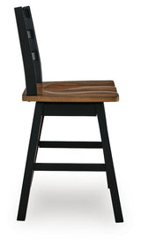 Wildenauer Brown/Black Counter Height Swivel Barstool (Set of 2) - Ornate Home