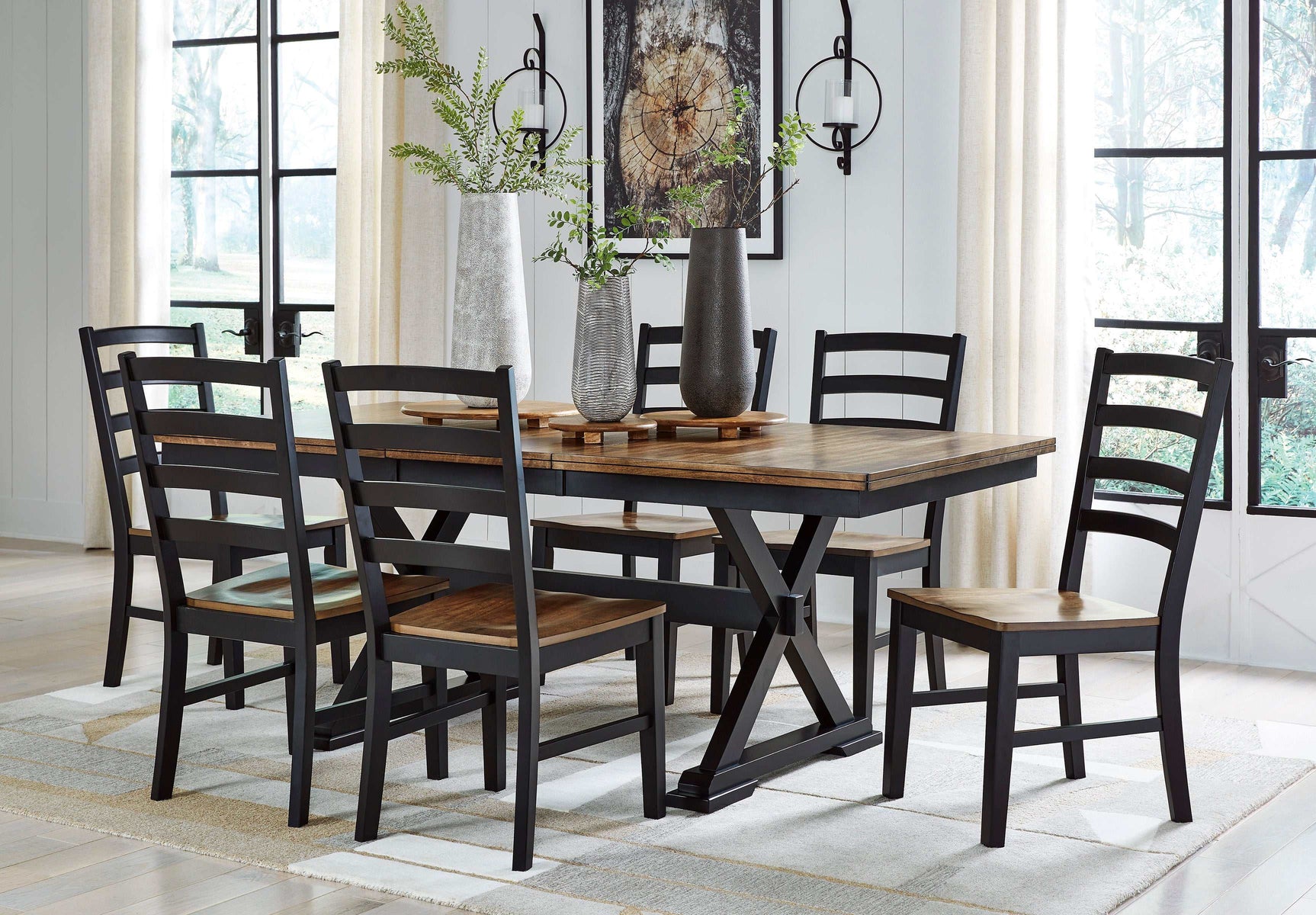 Wildenauer Brown & Black Dining Room Set / 8pc - Ornate Home