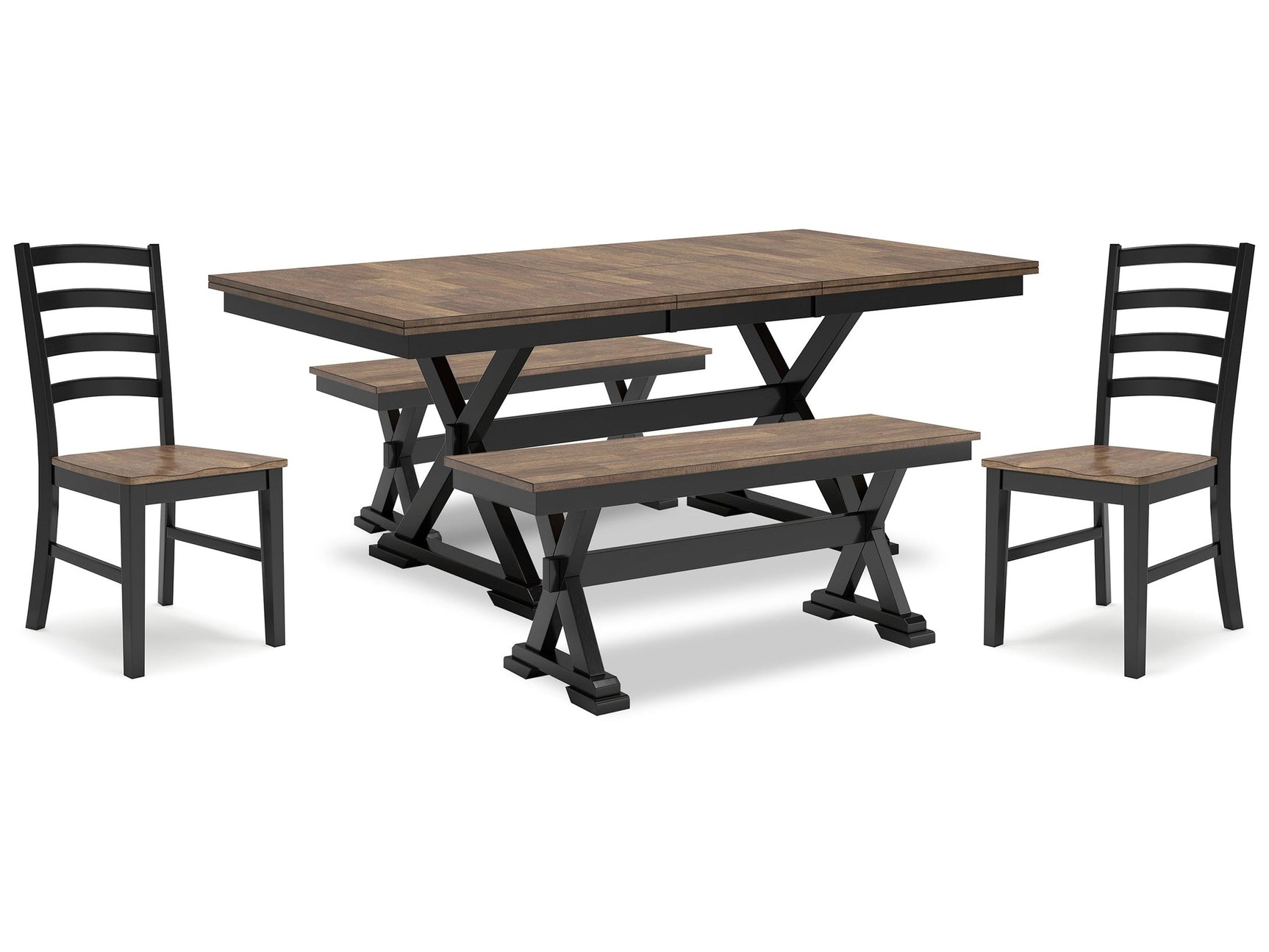 Wildenauer Brown/Black Dining Table, 2 Chairs and 2 Benches (Online Special Price) - Ornate Home