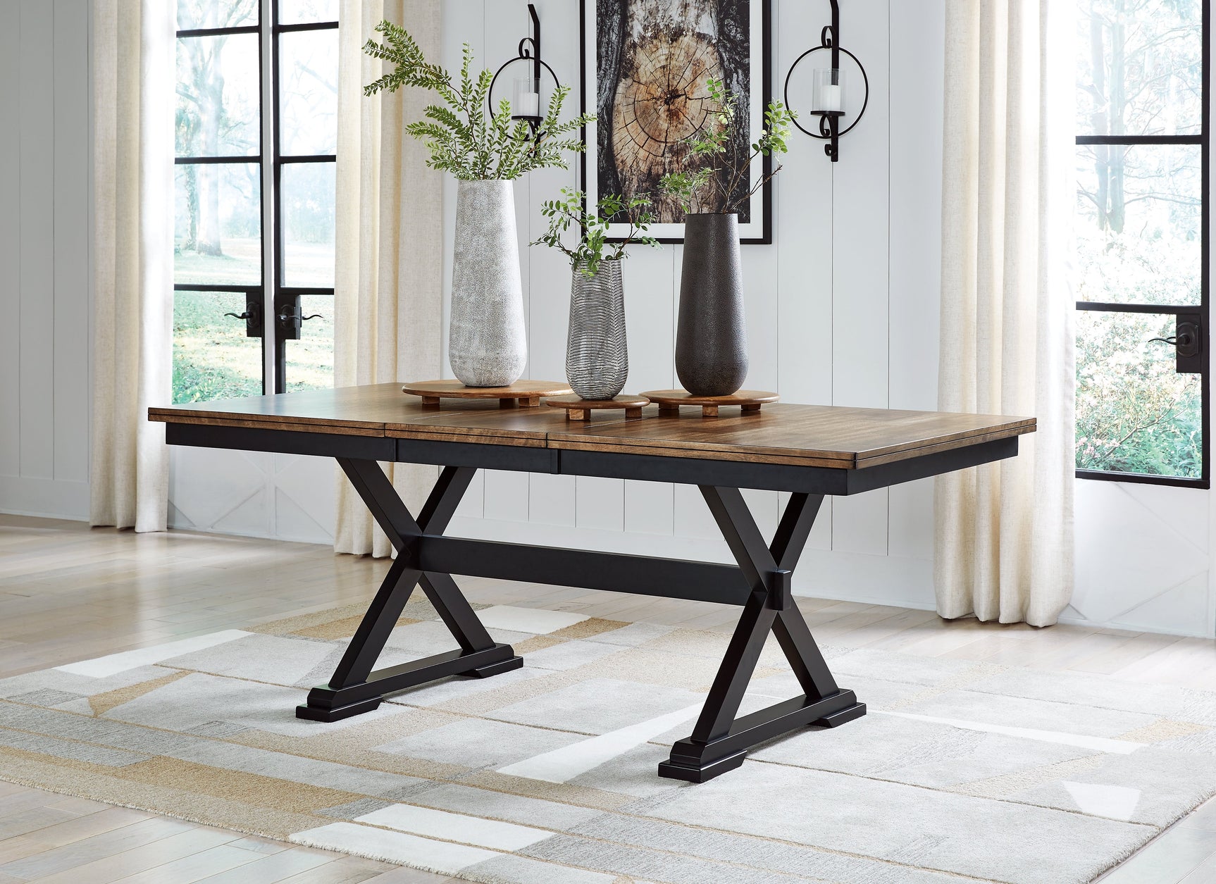 Wildenauer Brown/Black Dining Table, 2 Chairs and 2 Benches (Online Special Price) - Ornate Home