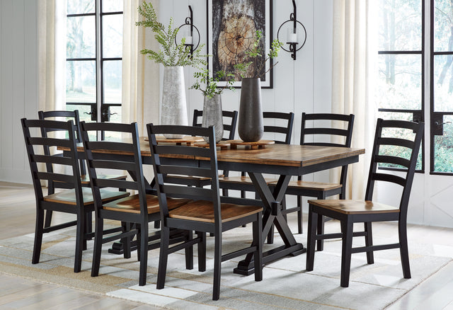 Wildenauer Brown/Black Dining Table and 8 Chairs - Ornate Home