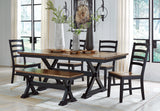 Wildenauer Brown/Black Dining Table w/4 Chairs & Bench (Online Special Price) - Ornate Home