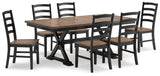 Wildenauer Brown/Black Extension Dining Table w/6 Chairs (Online Special Price) - Ornate Home