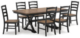 Wildenauer Brown/Black Extension Dining Table w/6 Chairs - Ornate Home