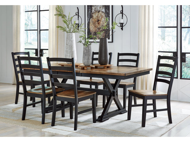 Wildenauer Brown/Black Extension Dining Table w/6 Chairs - Ornate Home