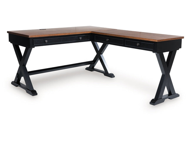 Wildenauer Brown/Black Home Office Desk (L shape) (Online Special Price) - Ornate Home