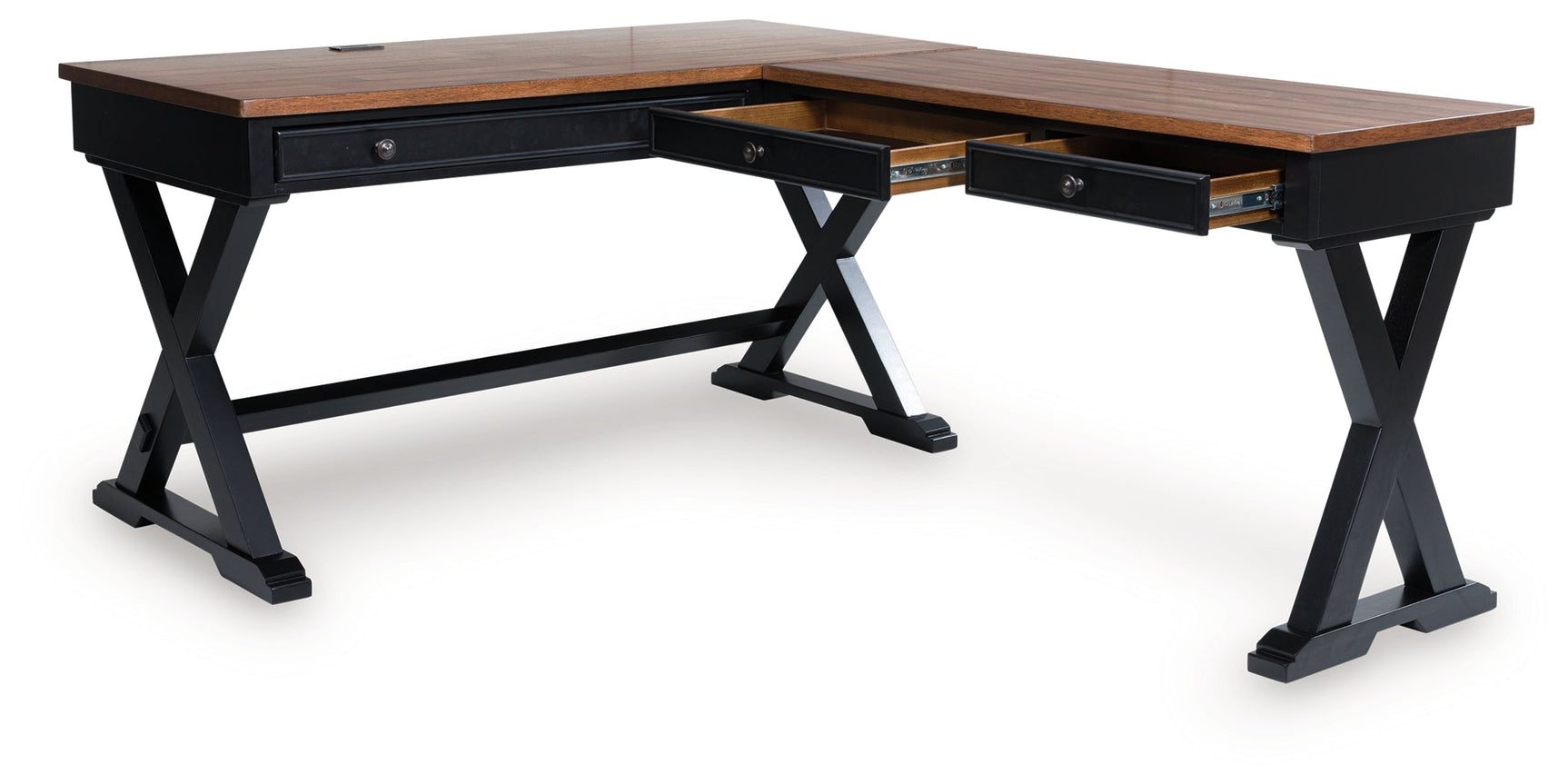 Wildenauer Brown/Black Home Office Desk (L shape) (Online Special Price) - Ornate Home