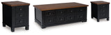Wildenauer Brown/Black Lift-top Coffee Table and 2 Chairside End Tables - Ornate Home