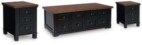 Wildenauer Brown/Black Lift-top Coffee Table and 2 Chairside End Tables - Ornate Home