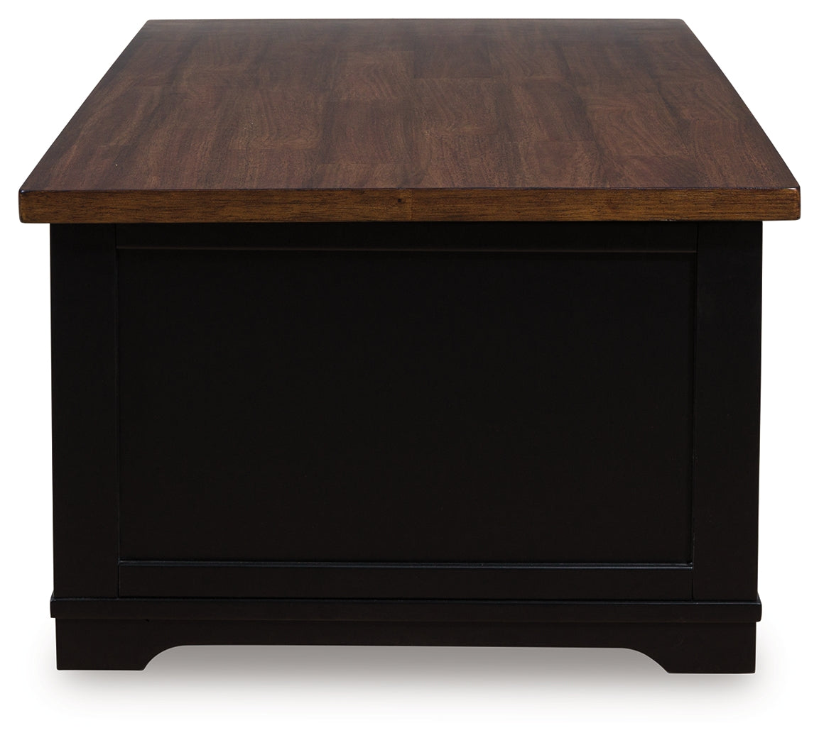Wildenauer Brown/Black Lift-top Coffee Table and 2 Chairside End Tables - Ornate Home