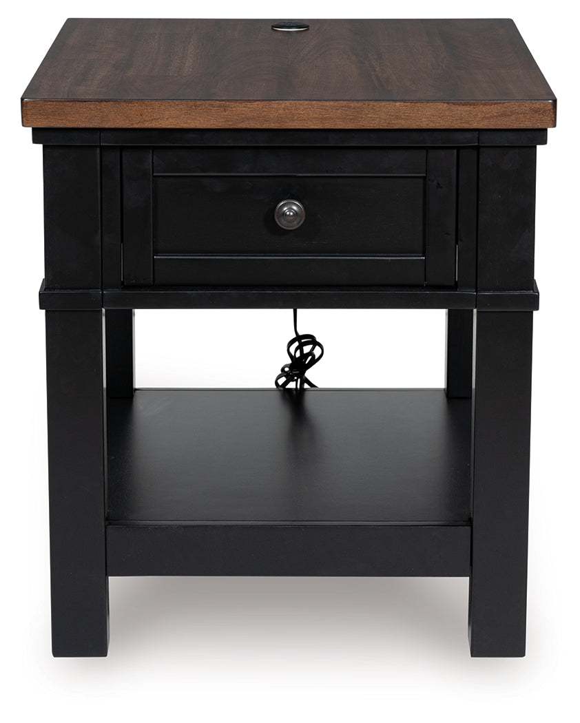 Wildenauer Brown/Black Rectangular End Table - Ornate Home