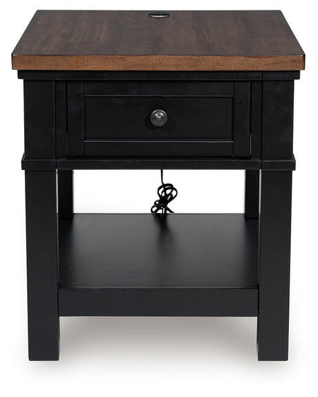 Wildenauer Brown/Black Rectangular End Table - Ornate Home