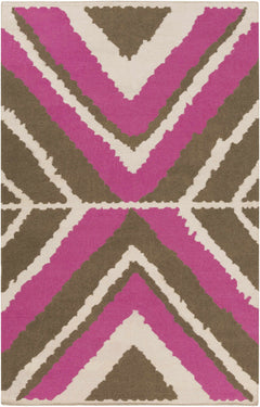 Wiley Magenta&Brown Wool Rug - Clearance - Ornate Home