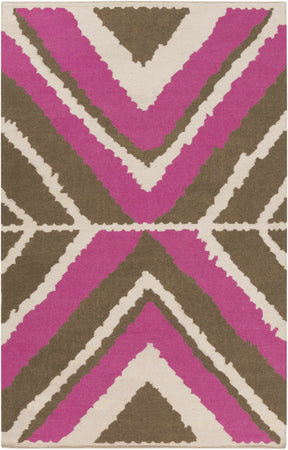 Wiley Magenta&Brown Wool Rug - Clearance - Ornate Home