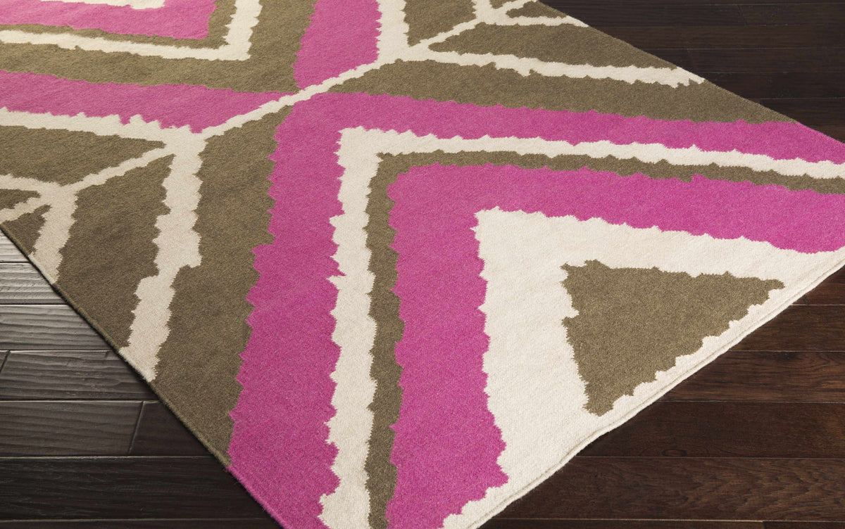 Wiley Magenta&Brown Wool Rug - Clearance - Ornate Home