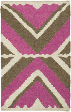 Wiley Magenta&Brown Wool Rug - Clearance - Ornate Home