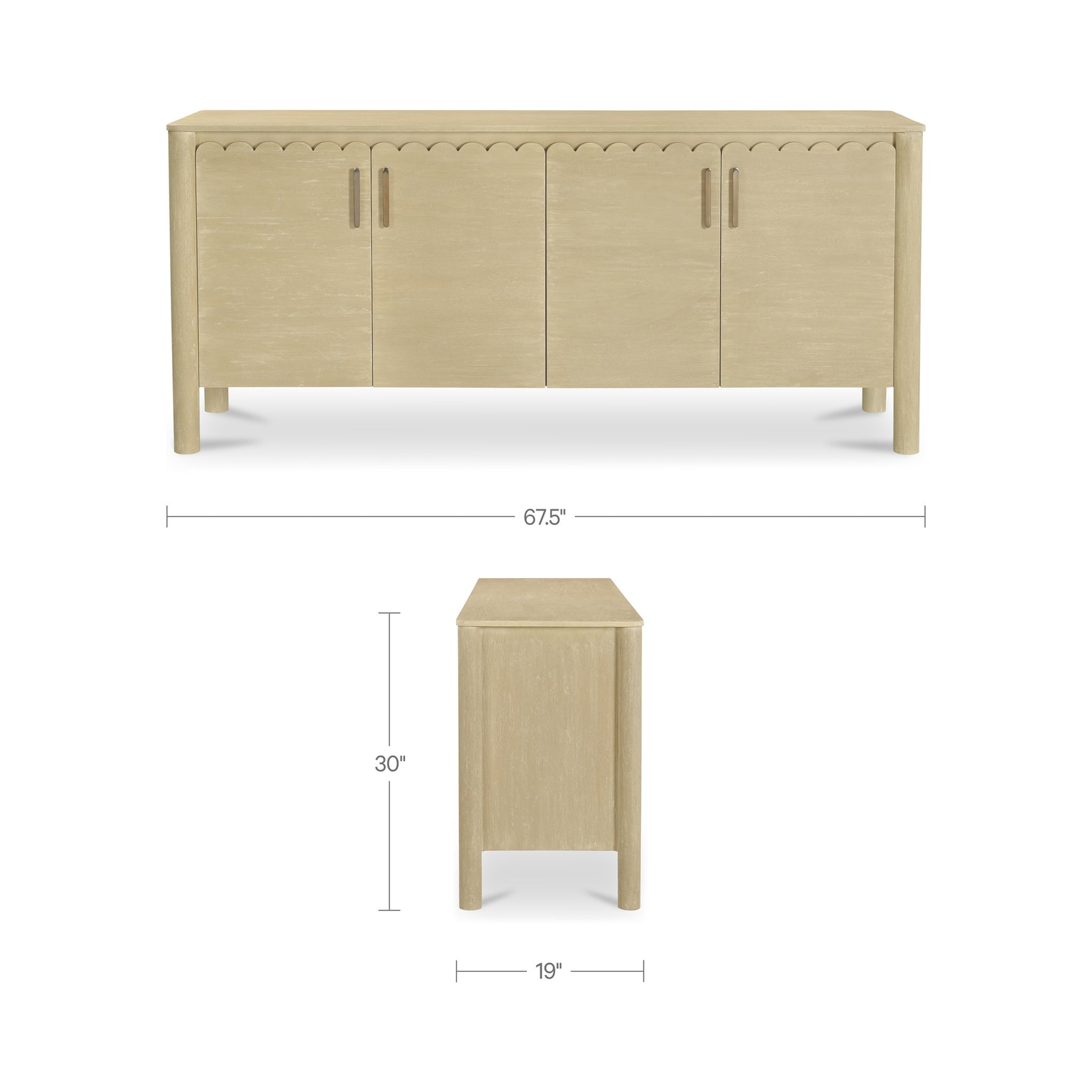 Wiley Natural 4 Door Sideboard - Ornate Home