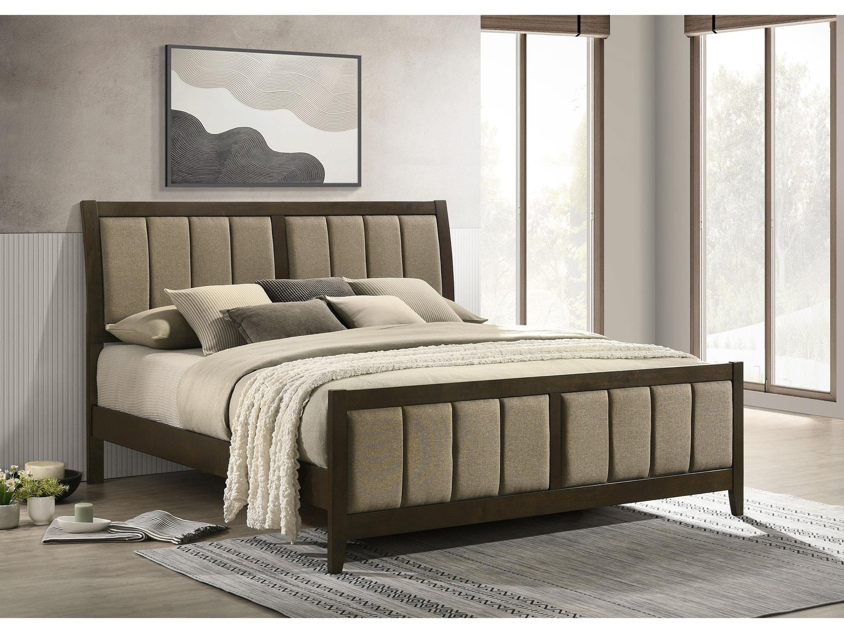 Wilkes Dark Cocoa 51-inch Upholstered California King Bed - Ornate Home