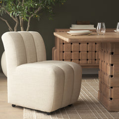 Wilkins Beige Barrel Back Dining Arm Chair - Ornate Home