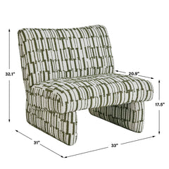 Willa Green/White Accent Chair - Ornate Home