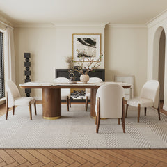 Willene Walnut Dining Table w/Ceramic Top - Ornate Home