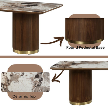 Willene Walnut Dining Table w/Ceramic Top - Ornate Home