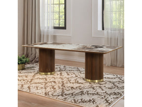 Willene Walnut Dining Table w/Ceramic Top - Ornate Home