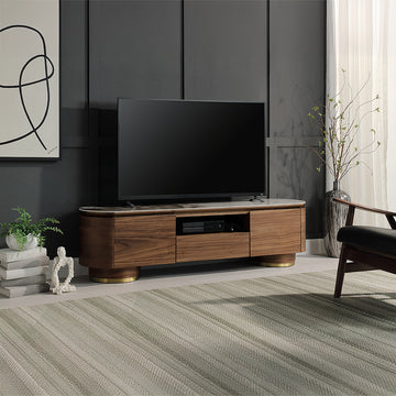 Willene Walnut Tv Stand W/Ceramic - Ornate Home