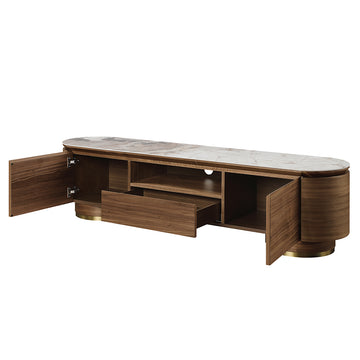 Willene Walnut Tv Stand W/Ceramic - Ornate Home