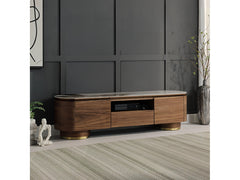 Willene Walnut Tv Stand W/Ceramic - Ornate Home