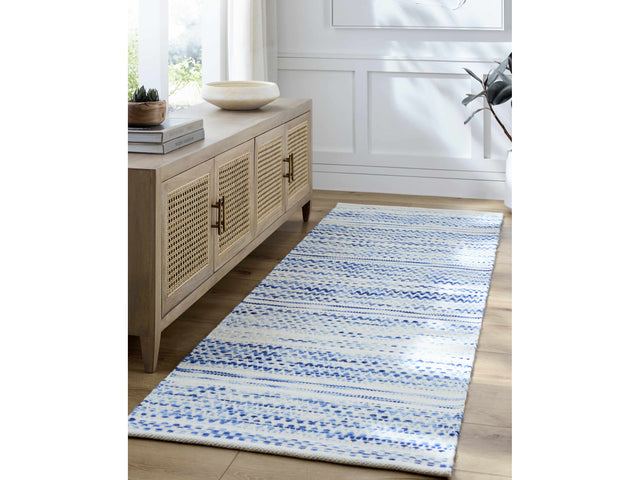Williford Blue Wool Flatwoven Rug - Ornate Home