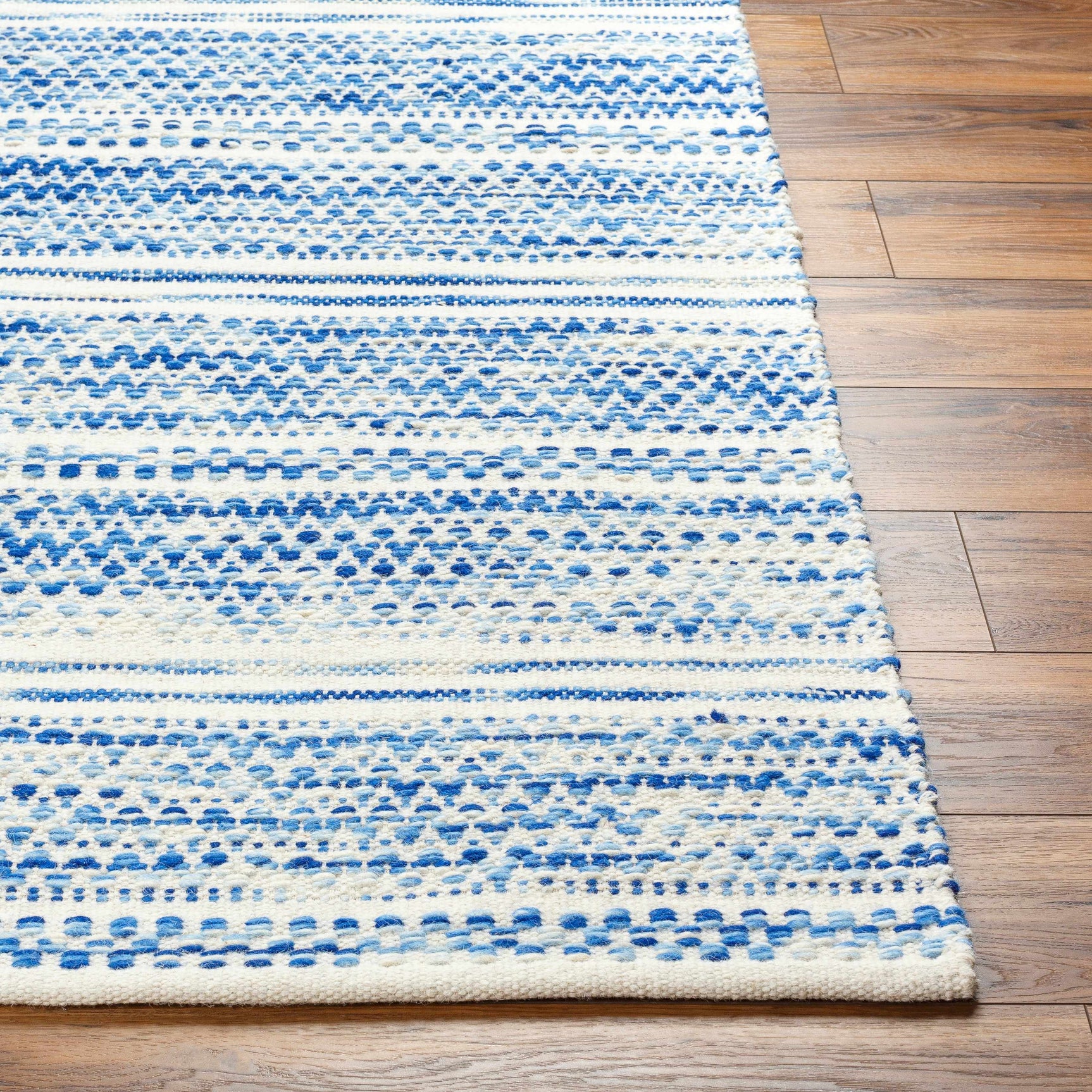 Williford Blue Wool Flatwoven Rug - Ornate Home
