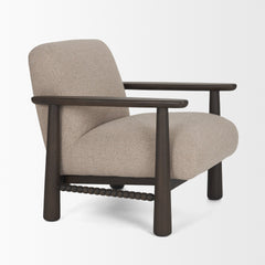 Willmar Mushroom/Gray/Brown Textured Fabric Espresso Wood Accent Lounge Chair