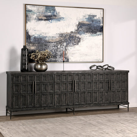 Willmark Timeworn Black 6 Door Cabinet - Ornate Home
