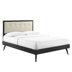 Willow Black/Beige Wood King Platform Bed With Splayed Legs - Ornate Home