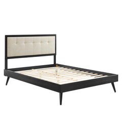 Willow Black/Beige Wood King Platform Bed With Splayed Legs - Ornate Home