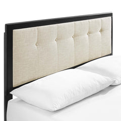 Willow Black/Beige Wood King Platform Bed With Splayed Legs - Ornate Home