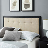 Willow Black/Beige Wood King Platform Bed With Splayed Legs - Ornate Home