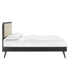 Willow Black/Beige Wood Queen Platform Bed With Splayed Legs - Ornate Home