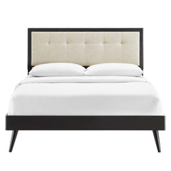 Willow Black/Beige Wood Queen Platform Bed With Splayed Legs - Ornate Home