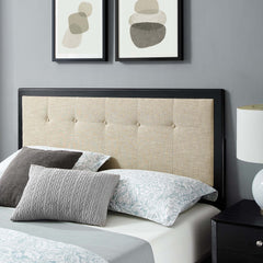 Willow Black/Beige Wood Queen Platform Bed With Splayed Legs - Ornate Home