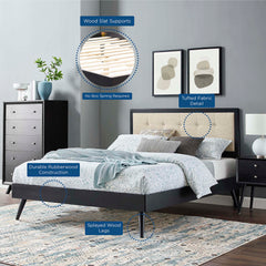 Willow Black/Beige Wood Queen Platform Bed With Splayed Legs - Ornate Home