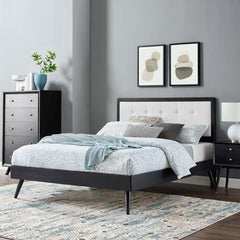 Willow Black/White Wood Queen Platform Bed With Splayed Legs - Ornate Home