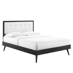 Willow Black/White Wood Queen Platform Bed With Splayed Legs - Ornate Home