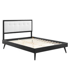 Willow Black/White Wood Queen Platform Bed With Splayed Legs - Ornate Home