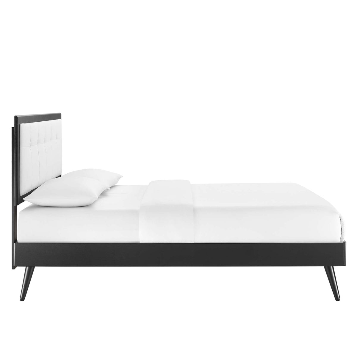 Willow Black/White Wood Queen Platform Bed With Splayed Legs - Ornate Home